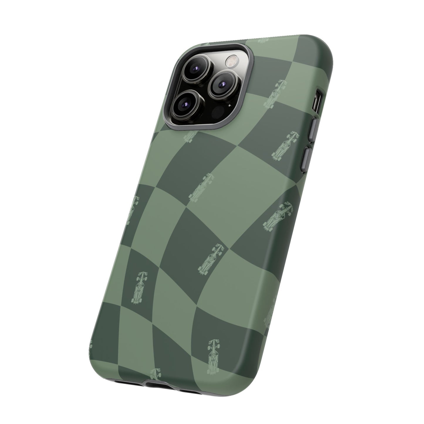 F1 Phone Case Green Checkerboard Design, Trendy F1 Gift, Formula 1 Gift, Cute F1 Phone Case, Unique Formula One Phone Case