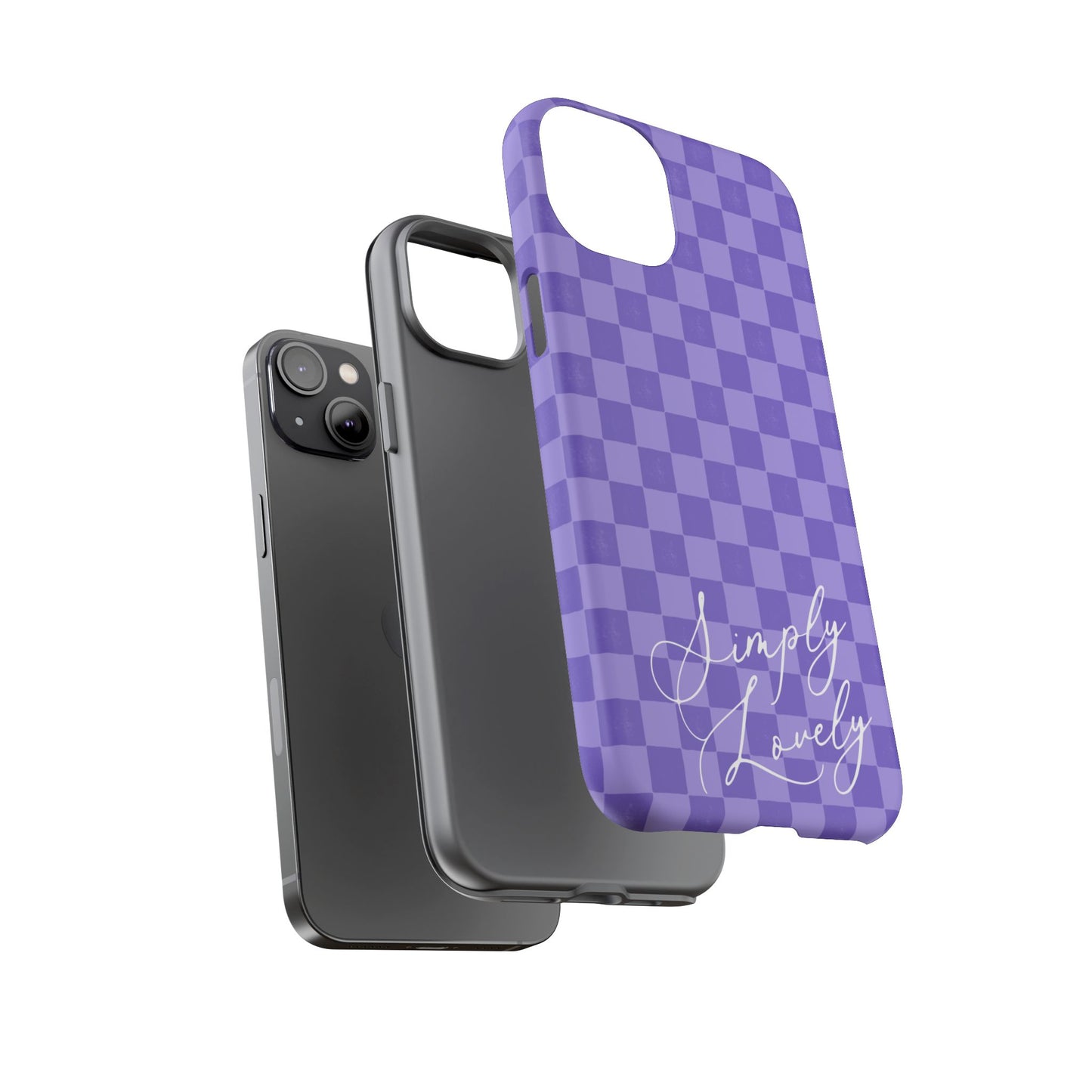 Simply Lovely Purple Checkered F1 Phone Case Design, Trendy F1 Gift, Formula 1 Gift, Cute F1 Phone Case