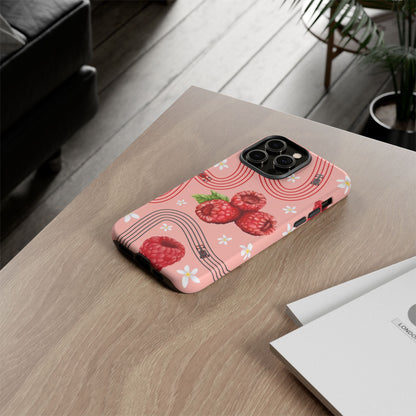 Red F1 Haas and Raspberries Phone Case, Trendy F1 Gift, Formula 1 Gift, Cute Fruit F1 Phone Case, Unique Phone Case