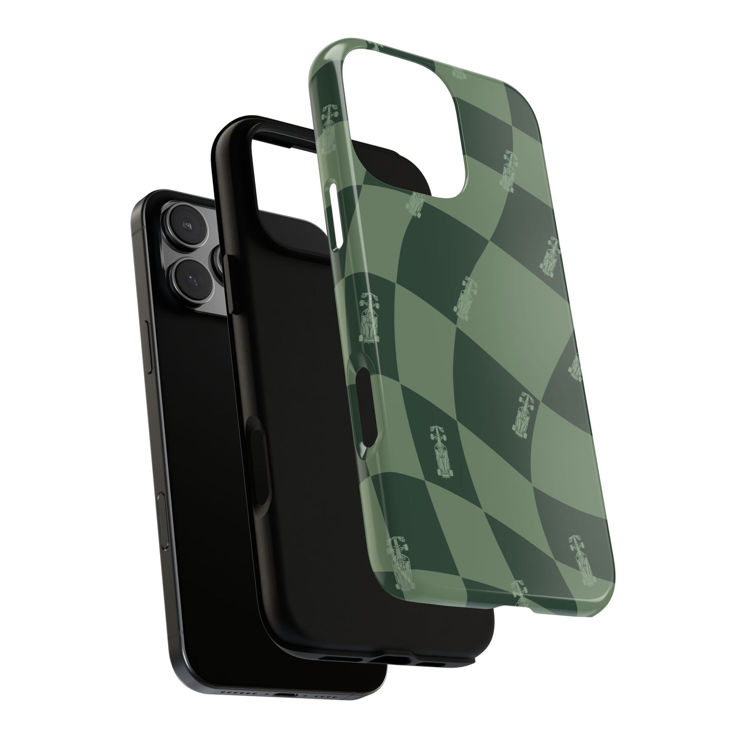 F1 Phone Case Green Checkerboard Design, Trendy F1 Gift, Formula 1 Gift, Cute F1 Phone Case, Unique Formula One Phone Case