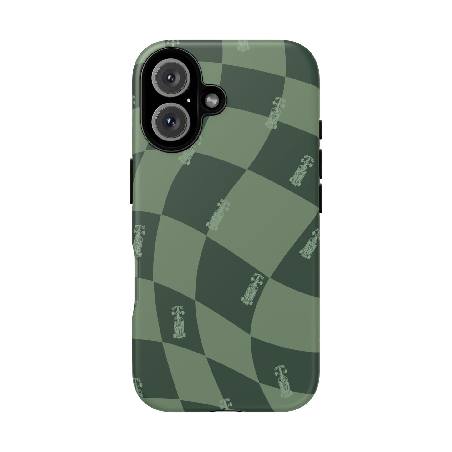 F1 Phone Case Green Checkerboard Design, Trendy F1 Gift, Formula 1 Gift, Cute F1 Phone Case, Unique Formula One Phone Case
