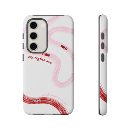 F1 Phone Case Pink and Red Painted "its lights out and away we go", Trendy F1 Gift, Formula 1 Gift, Cute F1 Phone Case, Unique Phone Case