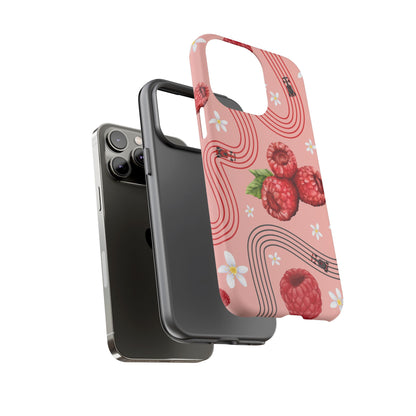 Red F1 Haas and Raspberries Phone Case, Trendy F1 Gift, Formula 1 Gift, Cute Fruit F1 Phone Case, Unique Phone Case