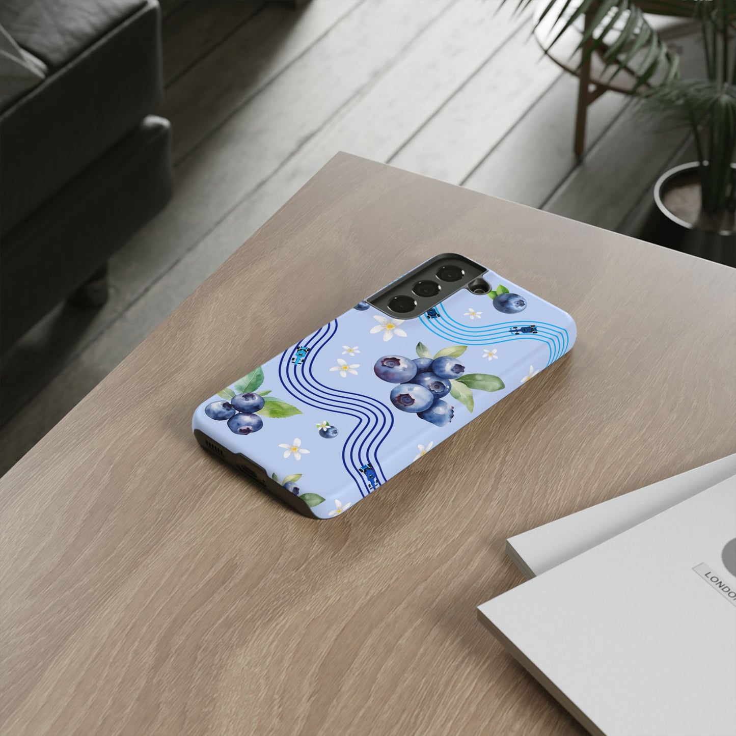 Blue F1 Williams and Blueberries Phone Case, Trendy F1 Gift, Formula 1 Gift, Cute Fruit F1 Phone Case, Unique Phone Case