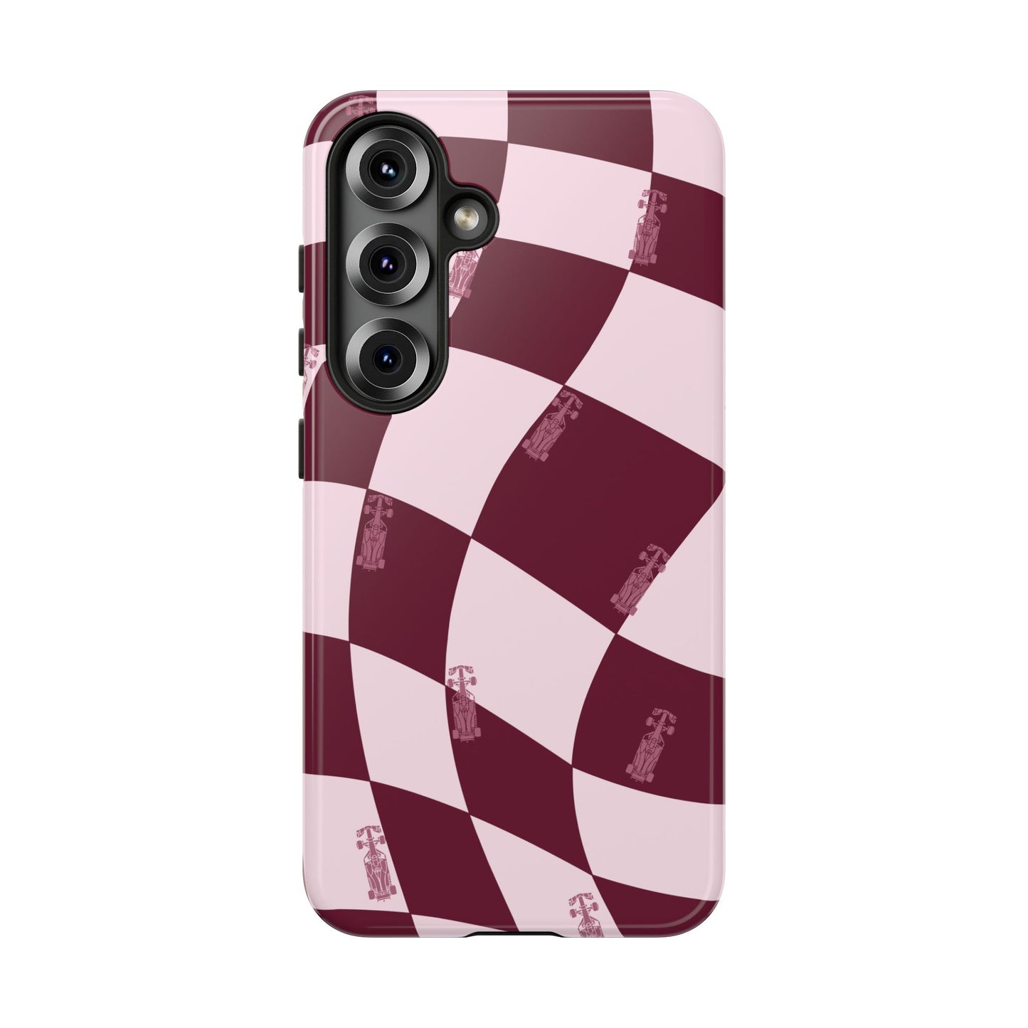 F1 Phone Case Pink Checkered Design, Trendy F1 Gift, Formula 1 Gift, Cute F1 Phone Case, Unique Formula One Phone Case