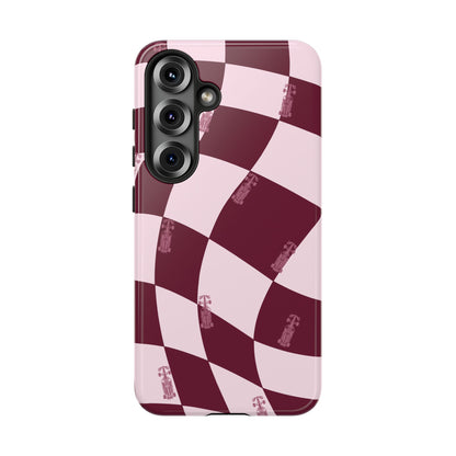 F1 Phone Case Pink Checkered Design, Trendy F1 Gift, Formula 1 Gift, Cute F1 Phone Case, Unique Formula One Phone Case