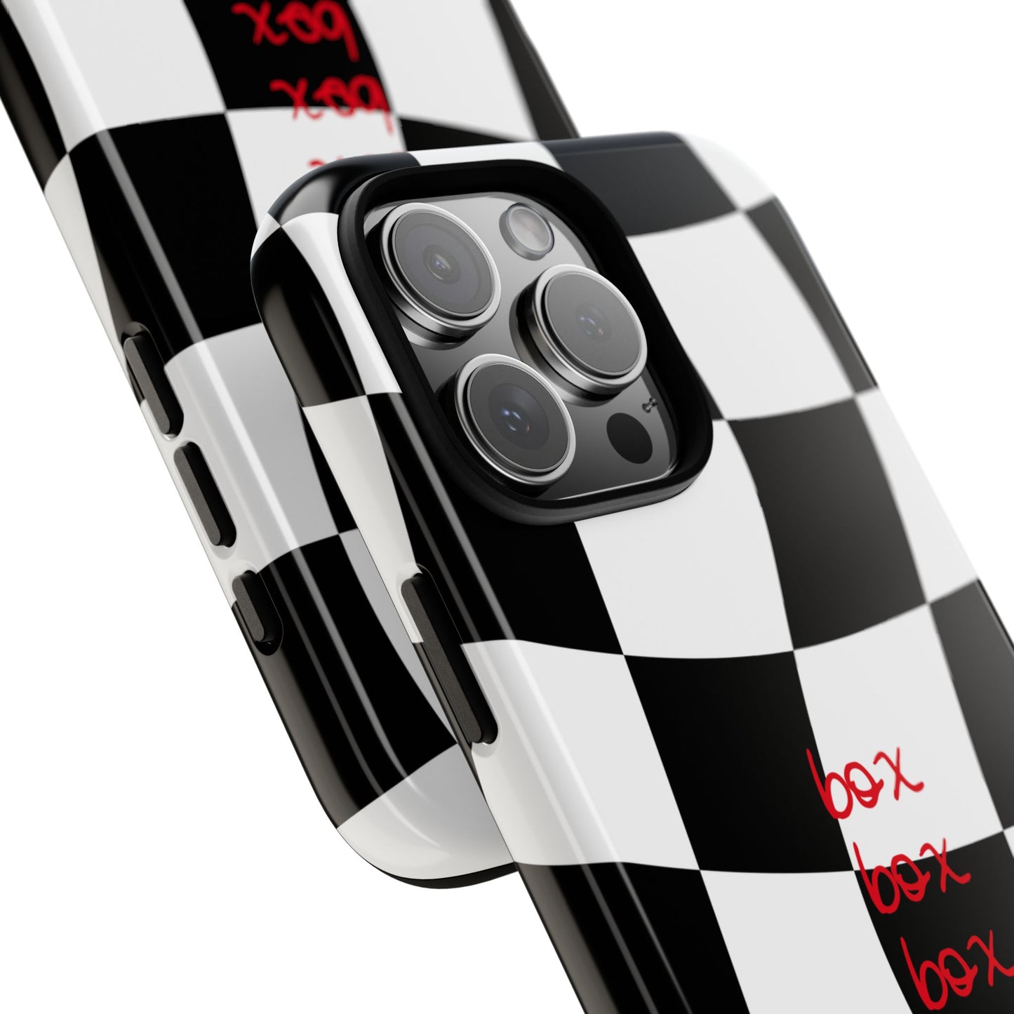 Black and Red Checkered F1 Phone Case, Box Box Box F1 Phone Case