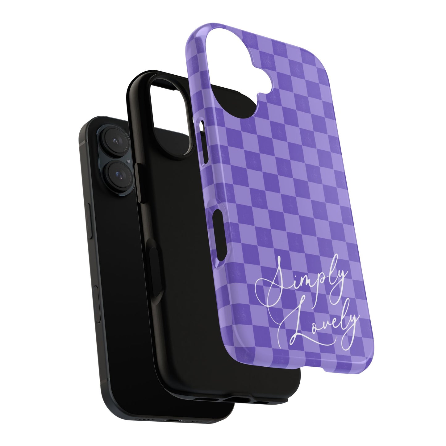 Simply Lovely Purple Checkered F1 Phone Case Design, Trendy F1 Gift, Formula 1 Gift, Cute F1 Phone Case