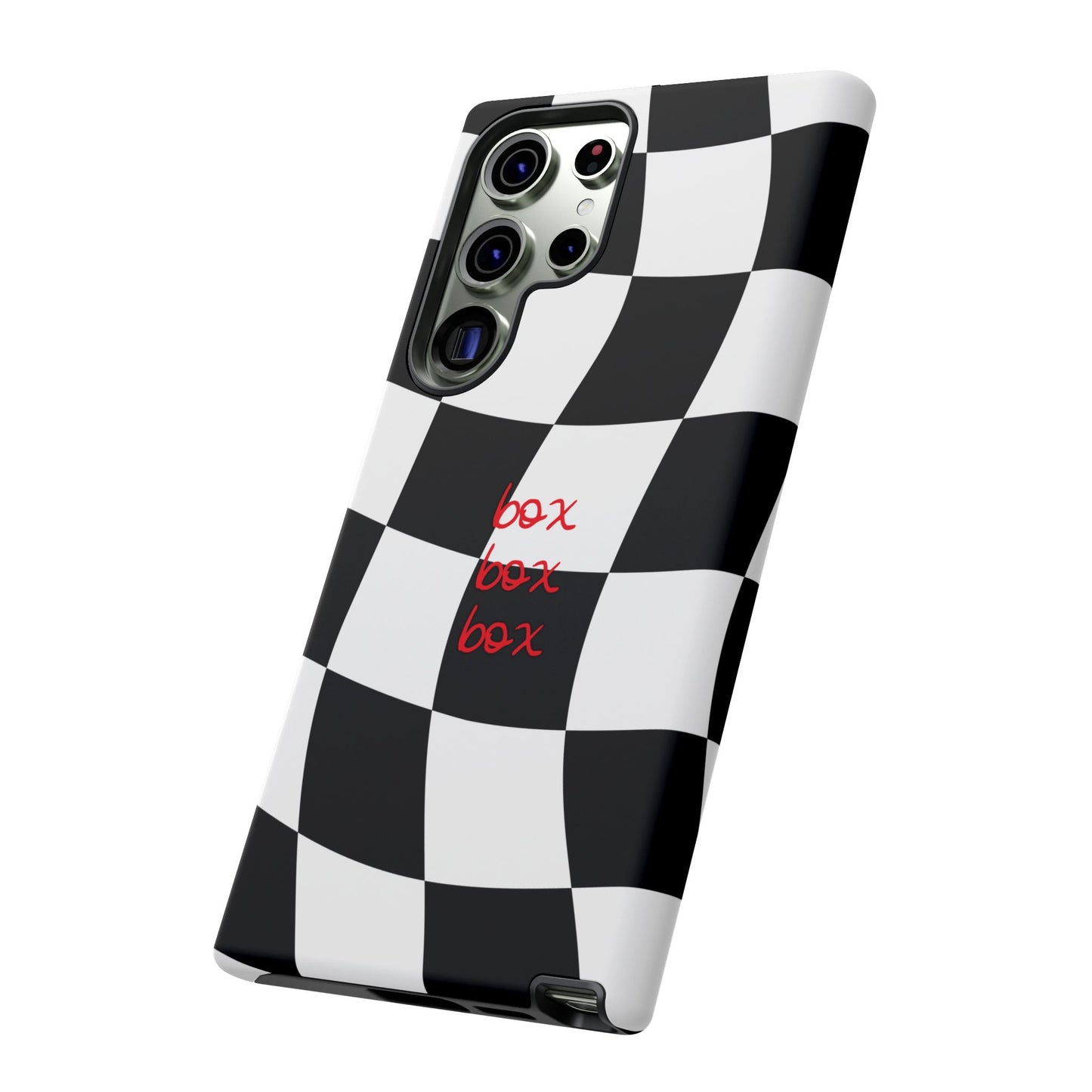 Black and Red Checkered F1 Phone Case, Box Box Box F1 Phone Case