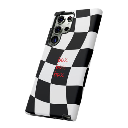 Black and Red Checkered F1 Phone Case, Box Box Box F1 Phone Case