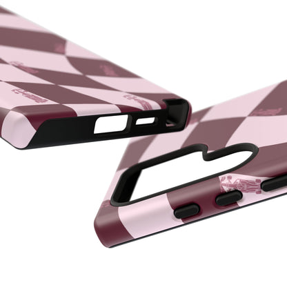 F1 Phone Case Pink Checkered Design, Trendy F1 Gift, Formula 1 Gift, Cute F1 Phone Case, Unique Formula One Phone Case