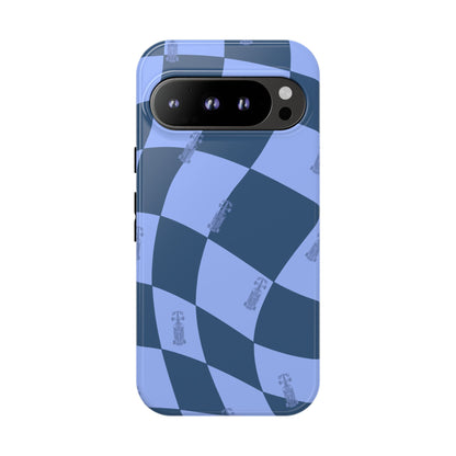 F1 Phone Case Blue Checkerboard Design, Trendy F1 Gift, Formula 1 Gift, Cute F1 Phone Case, Unique Formula One Phone Case