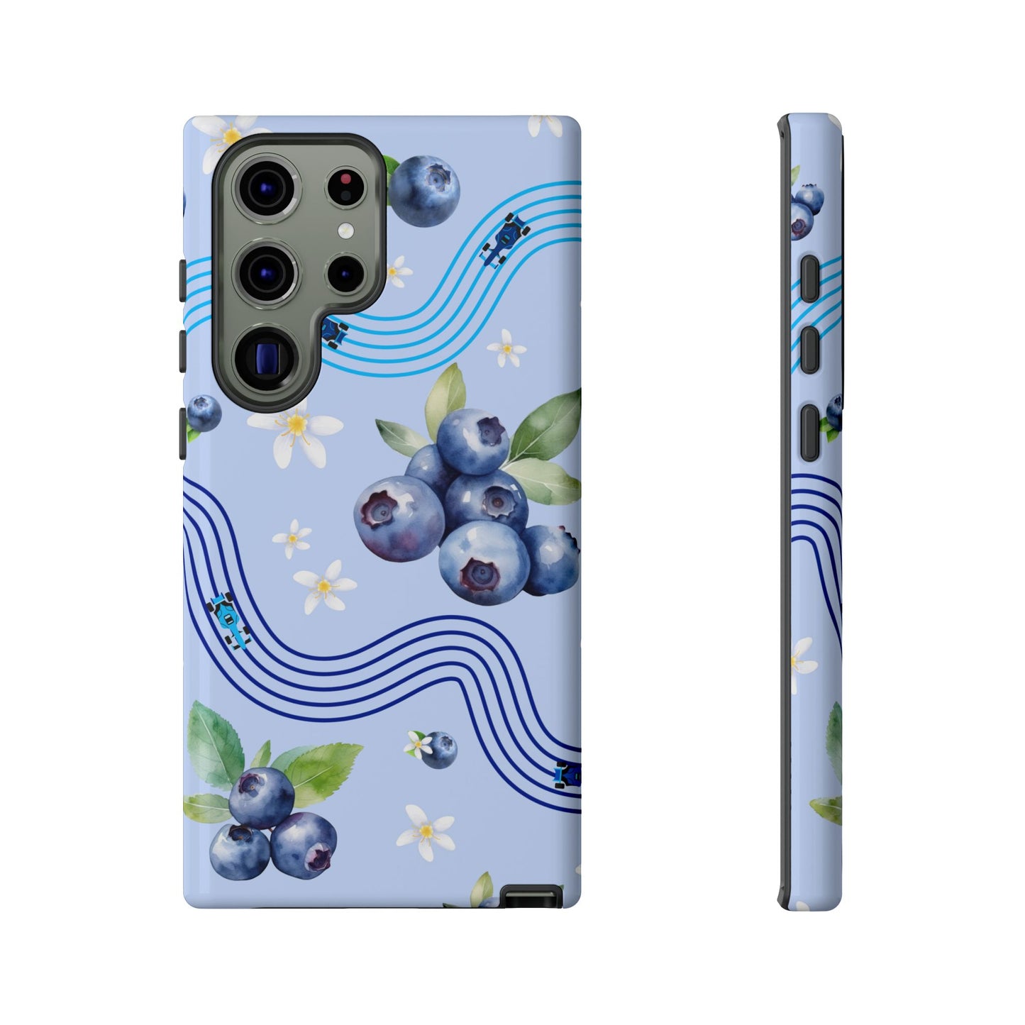 Blue F1 Williams and Blueberries Phone Case, Trendy F1 Gift, Formula 1 Gift, Cute Fruit F1 Phone Case, Unique Phone Case