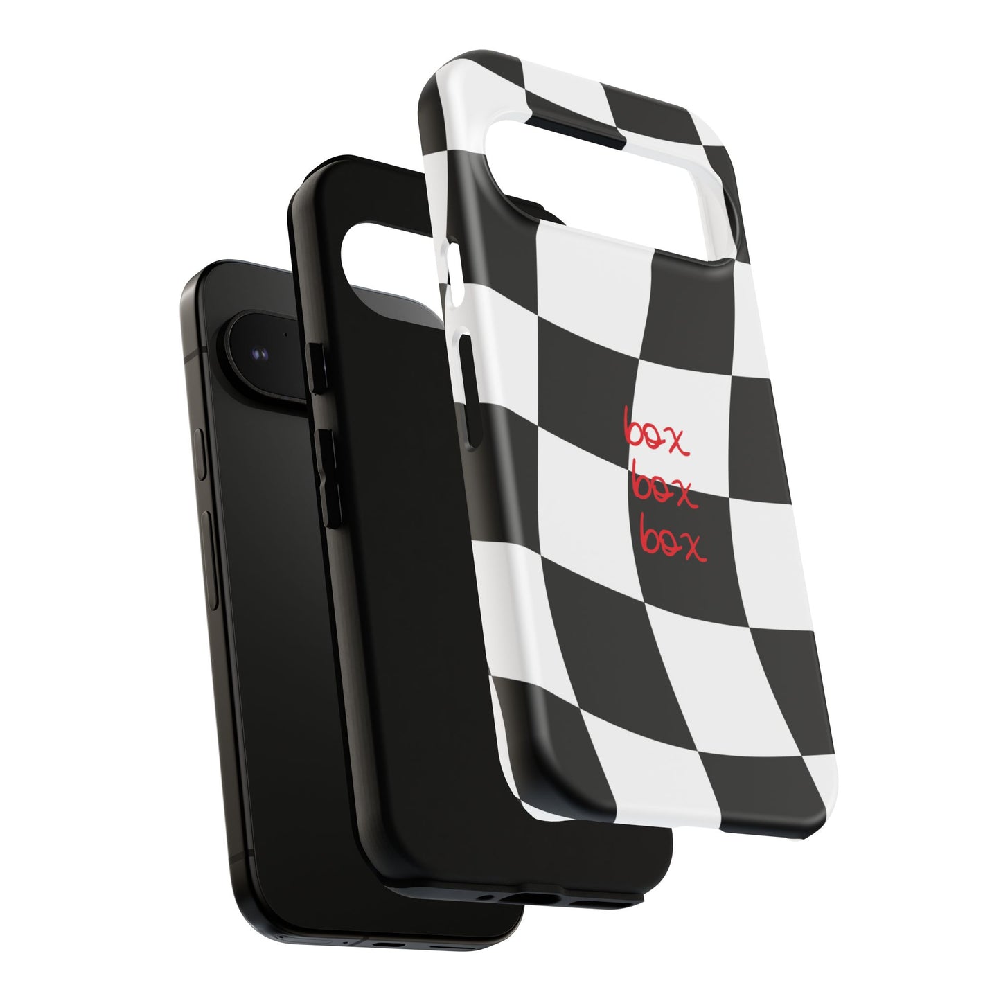 Black and Red Checkered F1 Phone Case, Box Box Box F1 Phone Case