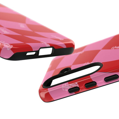 F1 Phone Case Pink and Red Checkerboard Design, Trendy F1 Gift, Girly Formula 1 Gift, Cute F1 Phone Case, Unique Formula One Phone Case