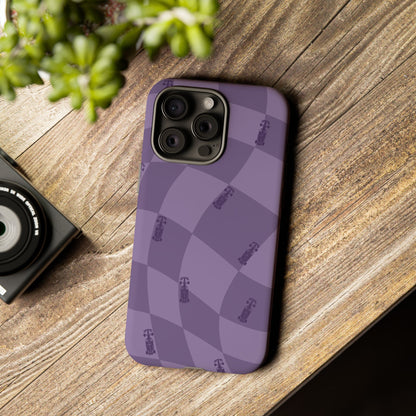 F1 Phone Case Purple Checkered Design, Trendy F1 Gift, Formula 1 Gift, Cute F1 Phone Case, Unique Formula One Phone Case