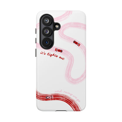 F1 Phone Case Pink and Red Painted "its lights out and away we go", Trendy F1 Gift, Formula 1 Gift, Cute F1 Phone Case, Unique Phone Case