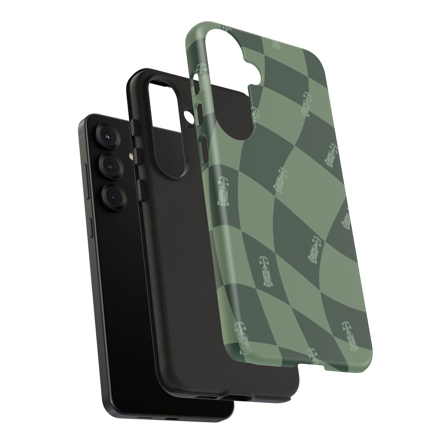 F1 Phone Case Green Checkerboard Design, Trendy F1 Gift, Formula 1 Gift, Cute F1 Phone Case, Unique Formula One Phone Case