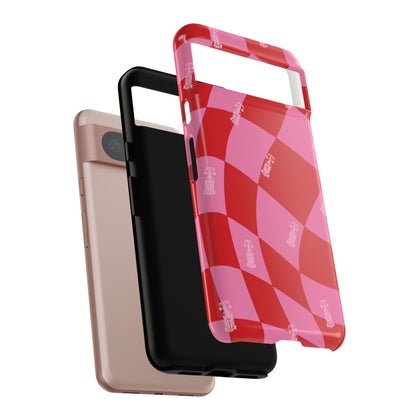 F1 Phone Case Pink and Red Checkerboard Design, Trendy F1 Gift, Girly Formula 1 Gift, Cute F1 Phone Case, Unique Formula One Phone Case