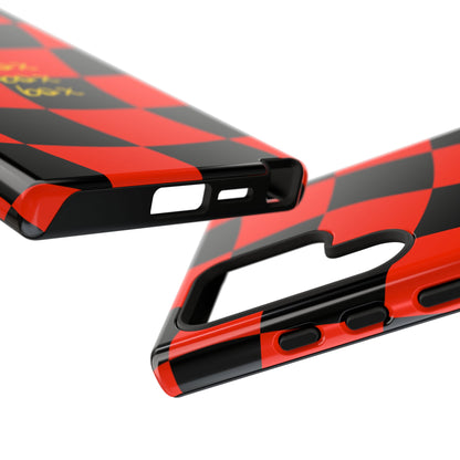 F1 Ferrari Black and Red Checkered Phone Case, Box Box Box F1 Phone Case