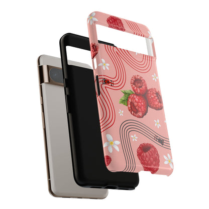 Red F1 Haas and Raspberries Phone Case, Trendy F1 Gift, Formula 1 Gift, Cute Fruit F1 Phone Case, Unique Phone Case