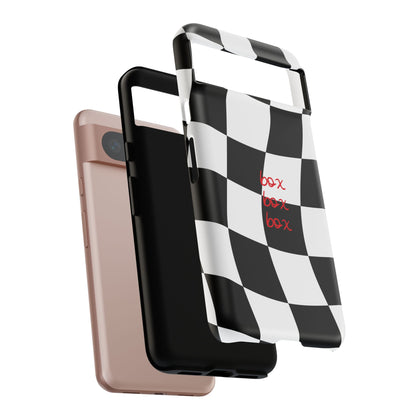 Black and Red Checkered F1 Phone Case, Box Box Box F1 Phone Case