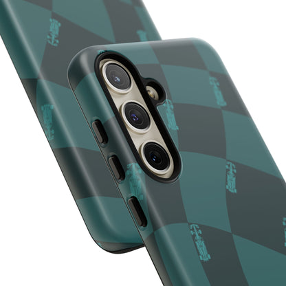 F1 Phone Case Teal Checkered Design, Trendy F1 Gift, Formula 1 Gift, Cute F1 Phone Case, Unique Formula One Phone Case