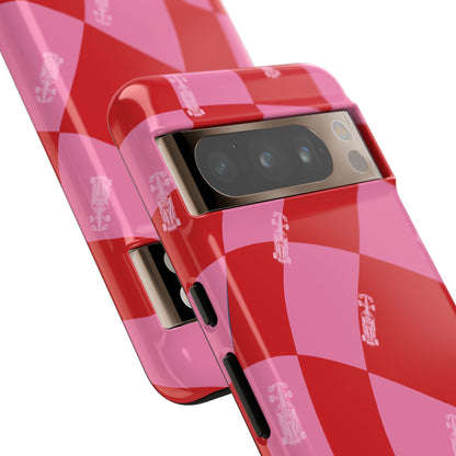 F1 Phone Case Pink and Red Checkerboard Design, Trendy F1 Gift, Girly Formula 1 Gift, Cute F1 Phone Case, Unique Formula One Phone Case