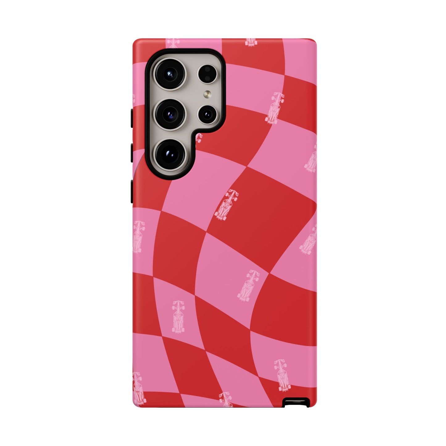 F1 Phone Case Pink and Red Checkerboard Design, Trendy F1 Gift, Girly Formula 1 Gift, Cute F1 Phone Case, Unique Formula One Phone Case