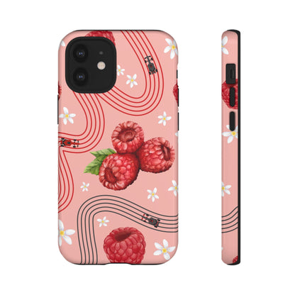 Red F1 Haas and Raspberries Phone Case, Trendy F1 Gift, Formula 1 Gift, Cute Fruit F1 Phone Case, Unique Phone Case