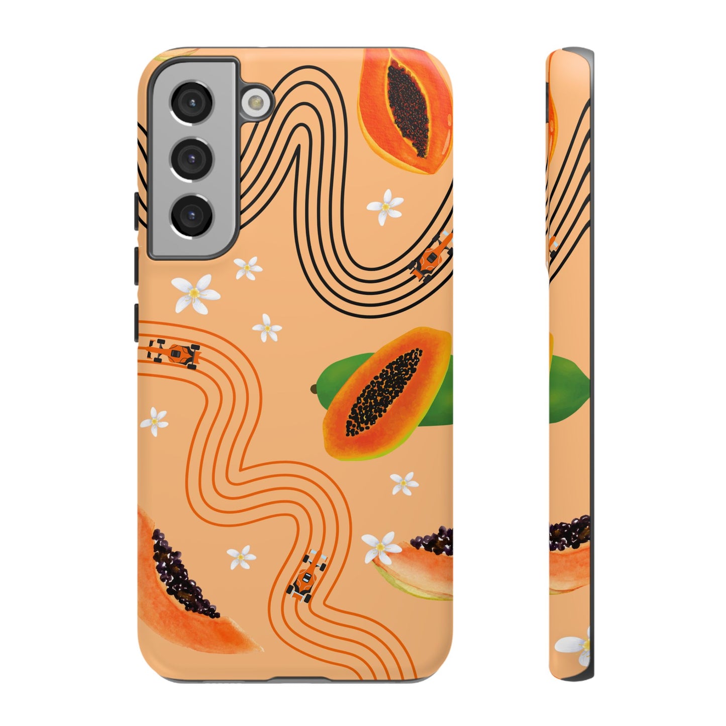 Orange F1 McLaren and Papaya Phone Case, Trendy F1 Gift, Formula 1 Gift, Cute Fruit F1 Phone Case, Unique Phone Case