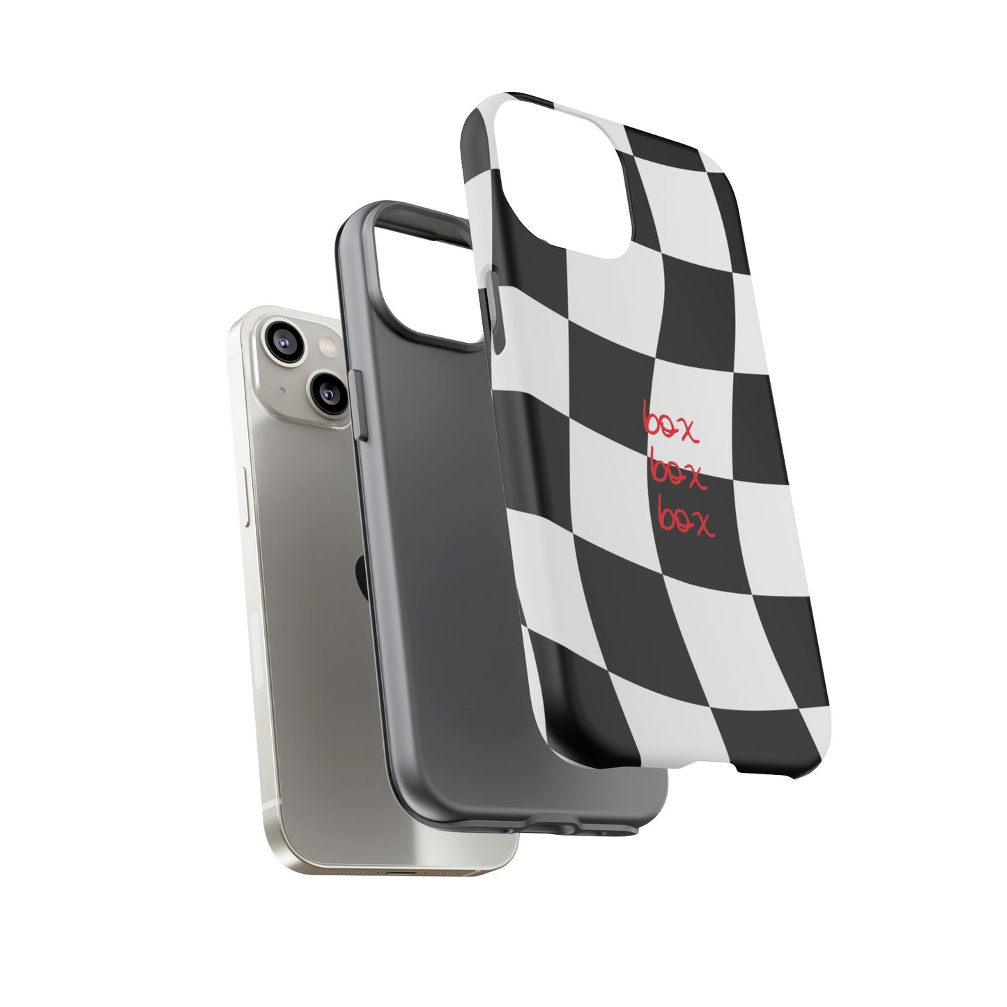 Black and Red Checkered F1 Phone Case, Box Box Box F1 Phone Case