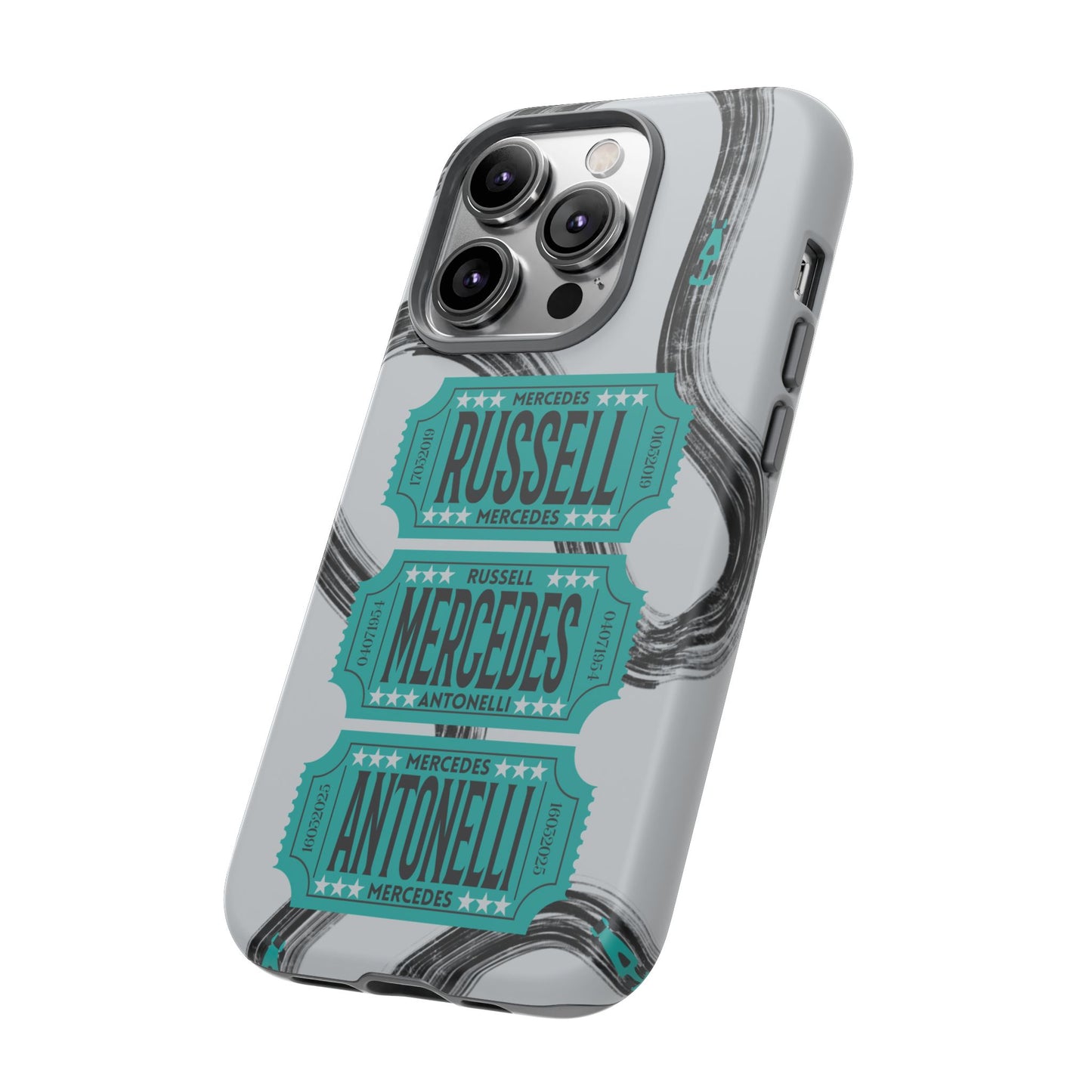 Mercedes F1 Phone Case Painted Ticket Stubs, Trendy F1 Gift, Formula 1 Gift, Cute F1 Phone Case