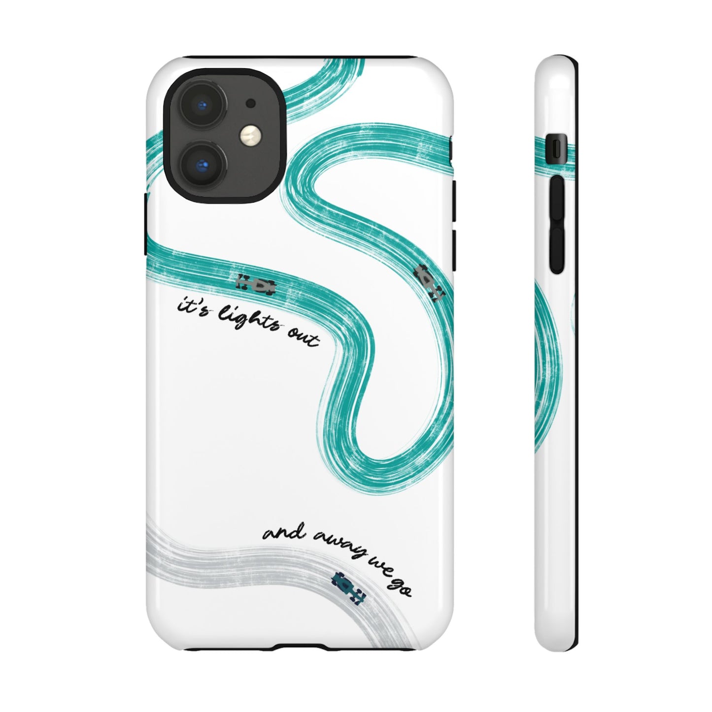Mercedes F1 Phone Case Painted "its lights out and away we go", Trendy F1 Gift, Formula 1 Gift, Cute F1 Phone Case