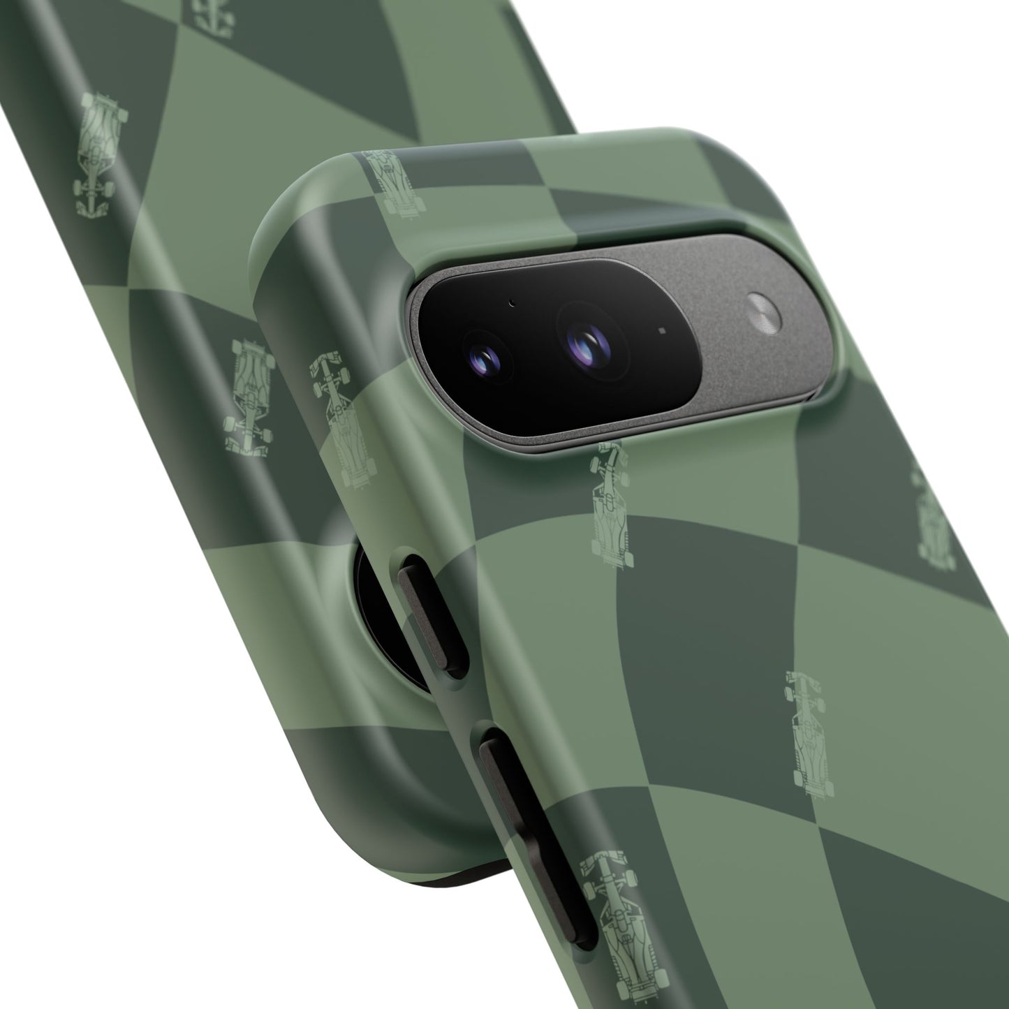 F1 Phone Case Green Checkerboard Design, Trendy F1 Gift, Formula 1 Gift, Cute F1 Phone Case, Unique Formula One Phone Case