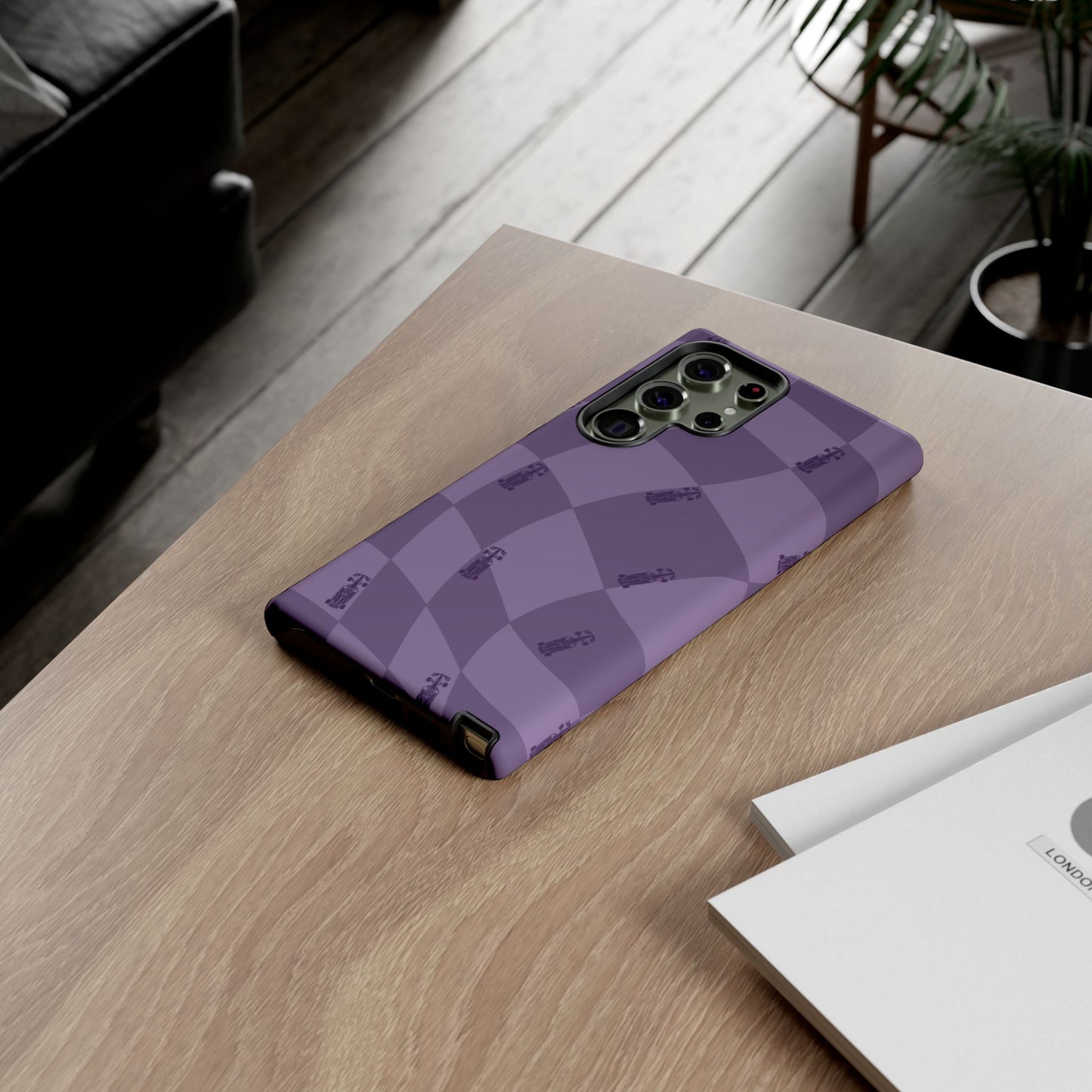 F1 Phone Case Purple Checkered Design, Trendy F1 Gift, Formula 1 Gift, Cute F1 Phone Case, Unique Formula One Phone Case