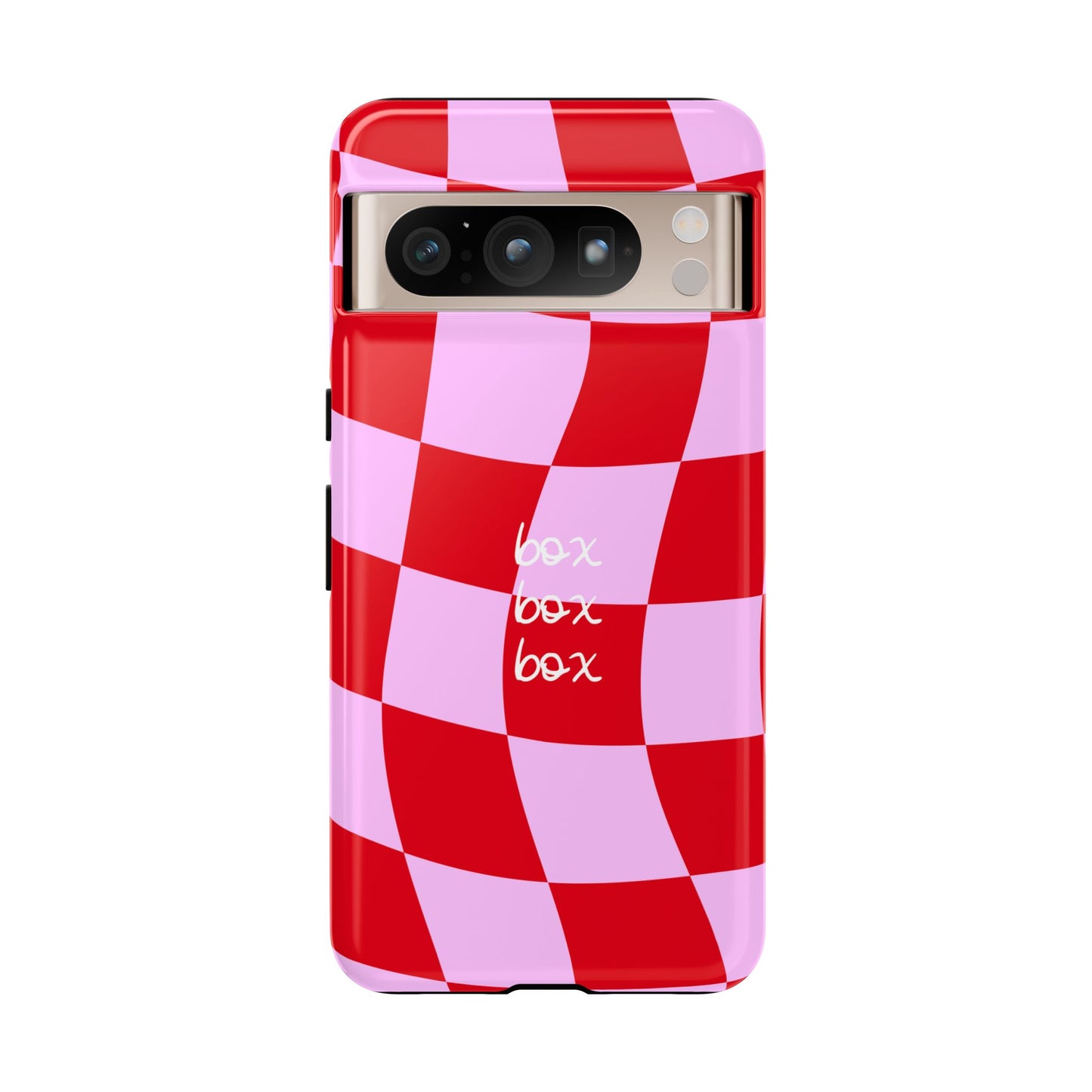 Pink and Red Checkered F1 Phone Case, Box Box Box F1 Phone Case