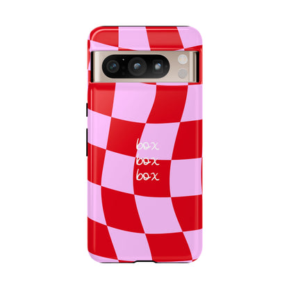 Pink and Red Checkered F1 Phone Case, Box Box Box F1 Phone Case