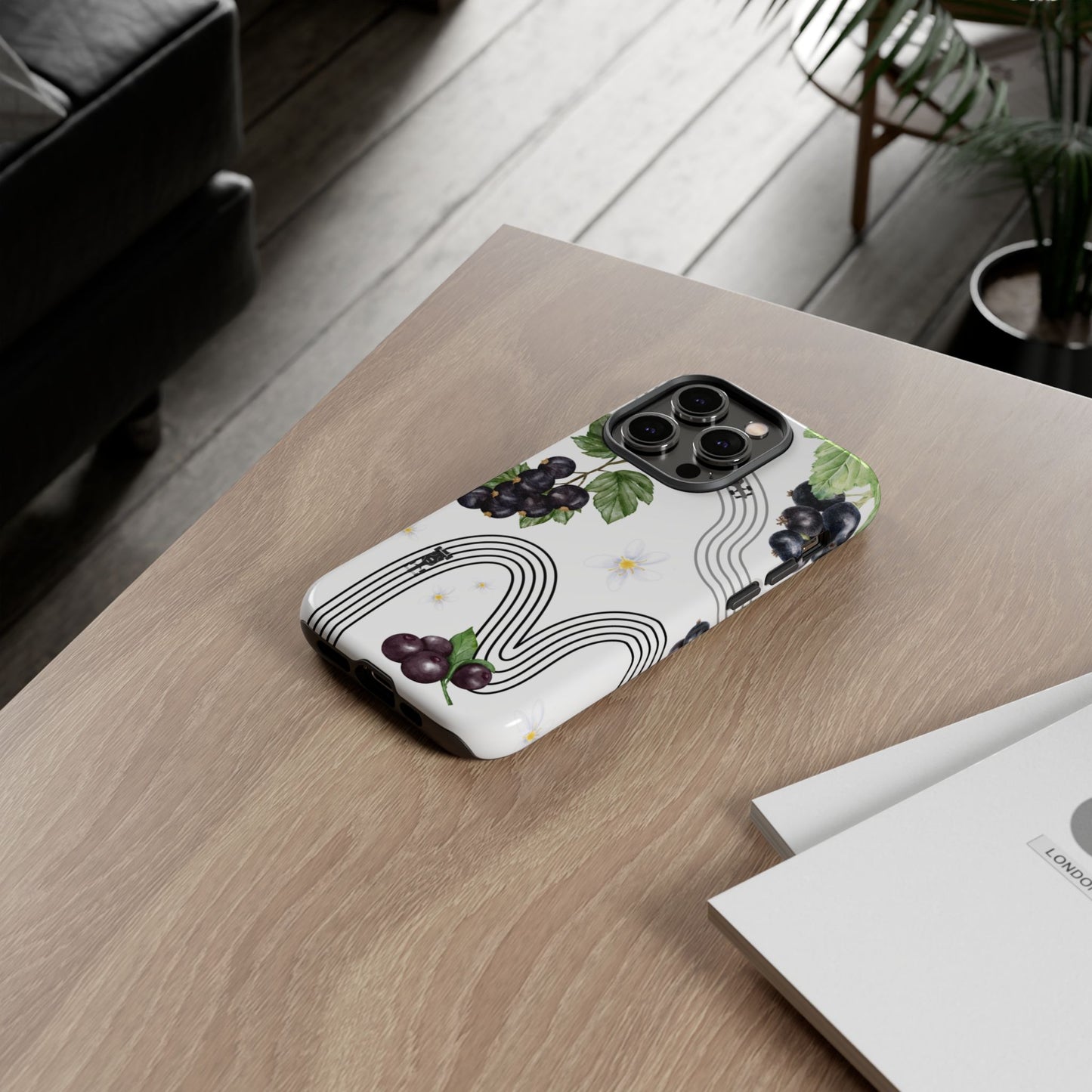 F1 Cadillac and Black Currants Phone Case, Trendy F1 Gift, Formula 1 Gift, Cute Fruit F1 Phone Case, Unique Phone Case