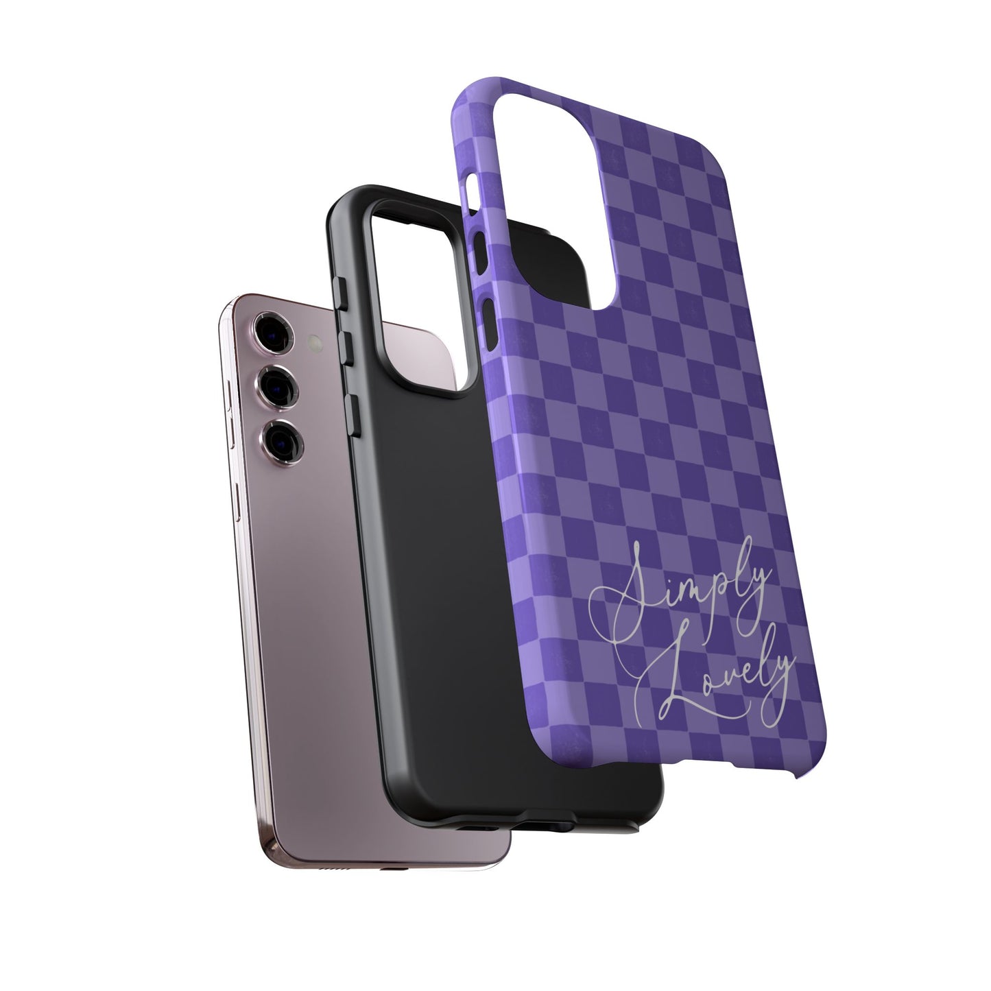 Simply Lovely Purple Checkered F1 Phone Case Design, Trendy F1 Gift, Formula 1 Gift, Cute F1 Phone Case