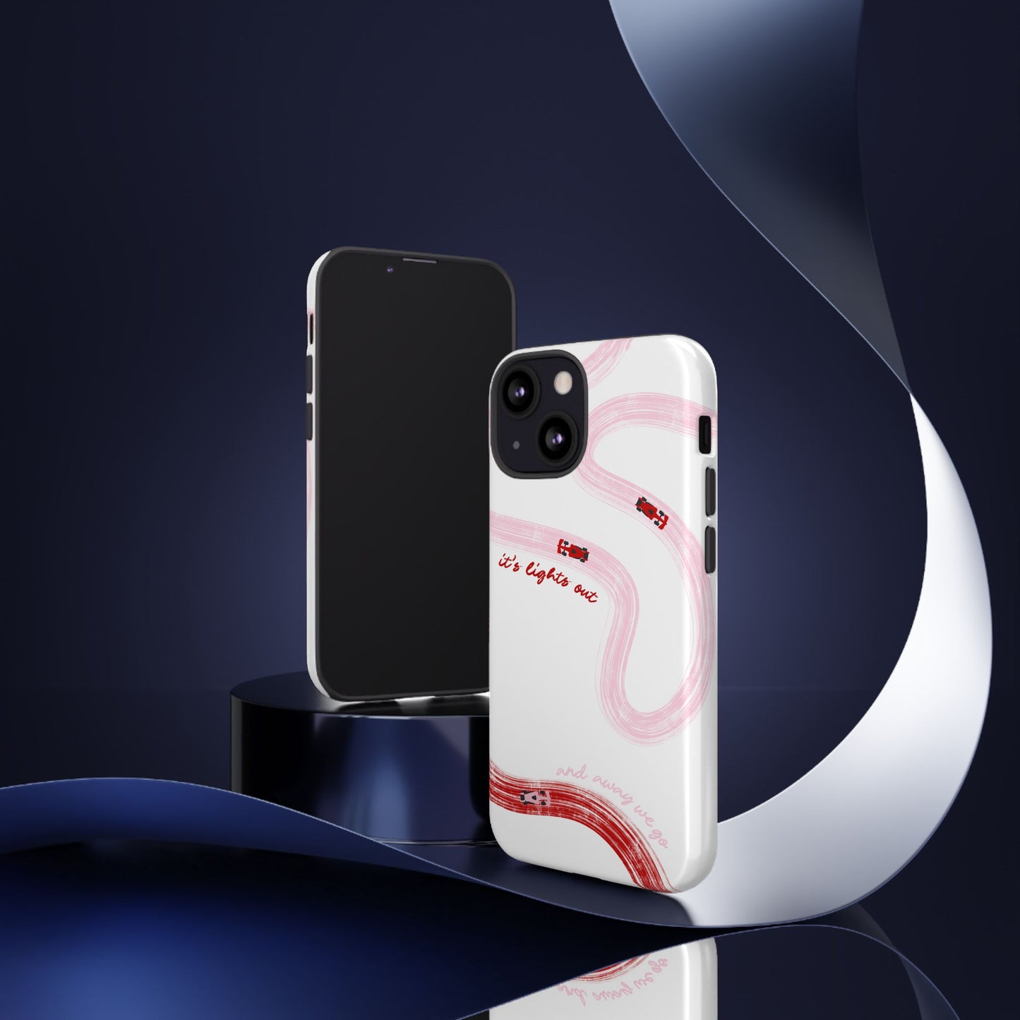 F1 Phone Case Pink and Red Painted "its lights out and away we go", Trendy F1 Gift, Formula 1 Gift, Cute F1 Phone Case, Unique Phone Case