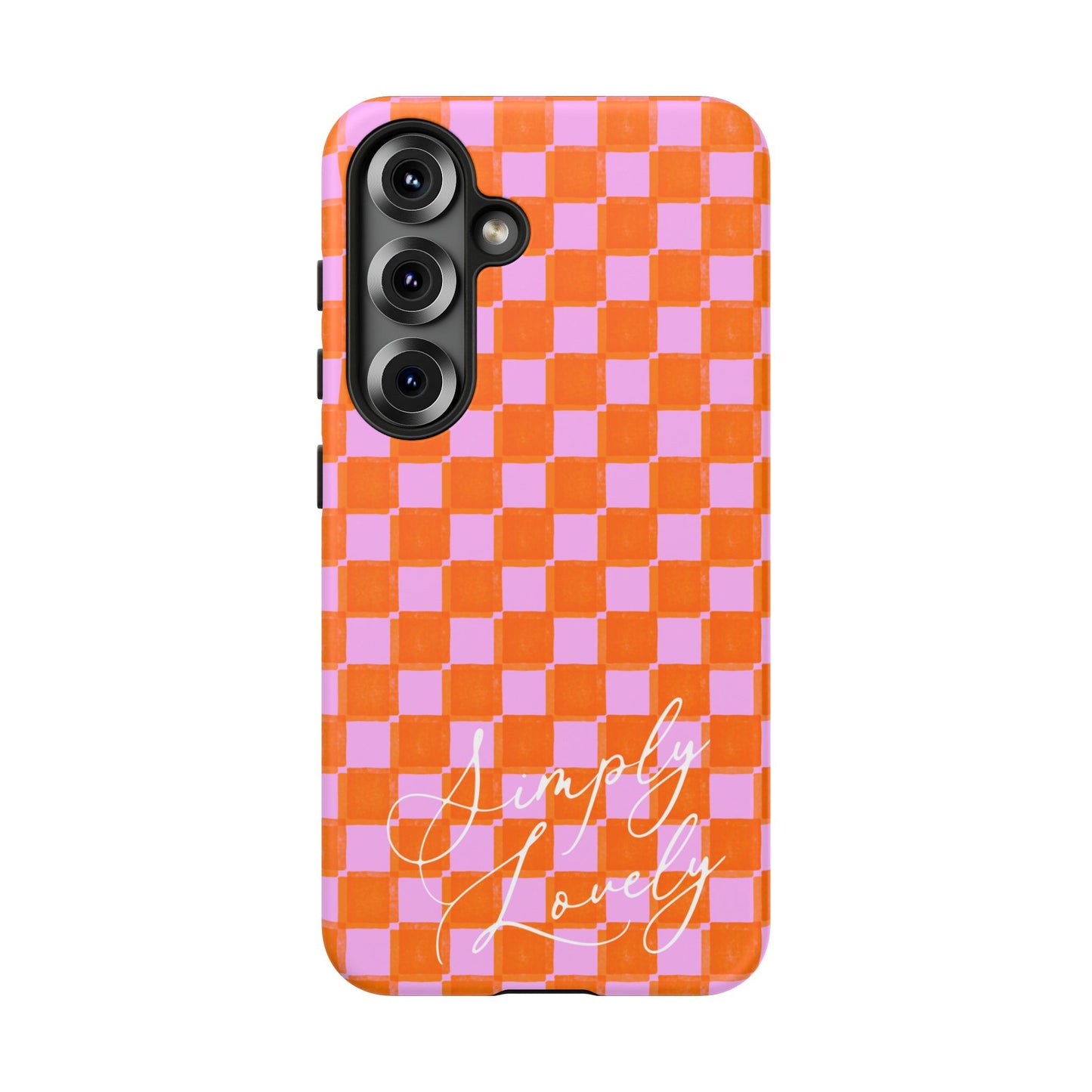 Simply Lovely Orange and Pink Checkered F1 Phone Case Design, Trendy F1 Gift, Formula 1 Gift, Cute F1 Phone Case
