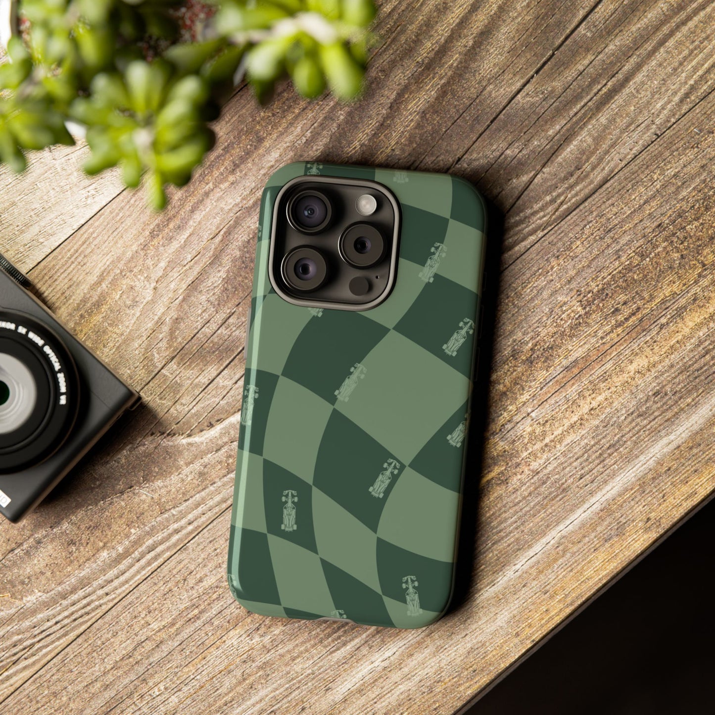 F1 Phone Case Green Checkerboard Design, Trendy F1 Gift, Formula 1 Gift, Cute F1 Phone Case, Unique Formula One Phone Case