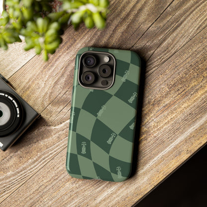 F1 Phone Case Green Checkerboard Design, Trendy F1 Gift, Formula 1 Gift, Cute F1 Phone Case, Unique Formula One Phone Case