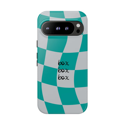 Mercedes Teal and Grey Checkered F1 Phone Case, Box Box Box F1 Phone Case