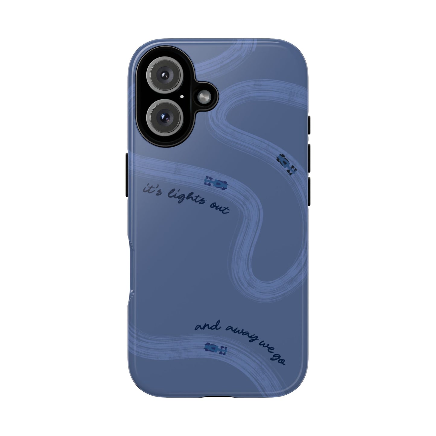 F1 Phone Case Monochrome Dark Blue Painted "its lights out and away we go", Trendy F1 Gift, Formula 1 Gift, Cute F1 Phone Case, Phone Case