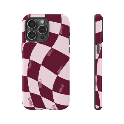 F1 Phone Case Pink Checkered Design, Trendy F1 Gift, Formula 1 Gift, Cute F1 Phone Case, Unique Formula One Phone Case