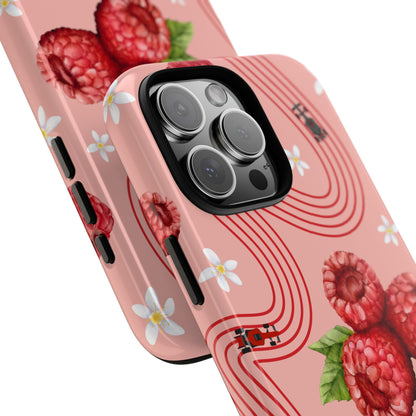 Red F1 Haas and Raspberries Phone Case, Trendy F1 Gift, Formula 1 Gift, Cute Fruit F1 Phone Case, Unique Phone Case