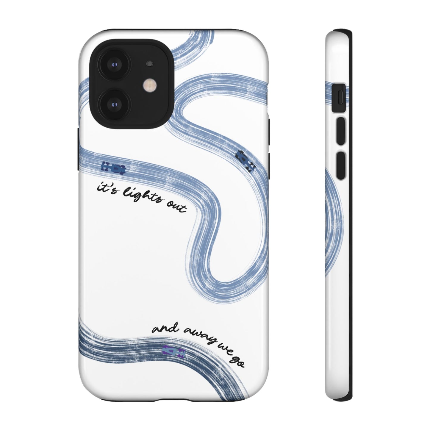 F1 Phone Case Blue Painted "its lights out and away we go", Trendy F1 Gift, Formula 1 Gift, Cute F1 Phone Case, Gift for F1 Fans