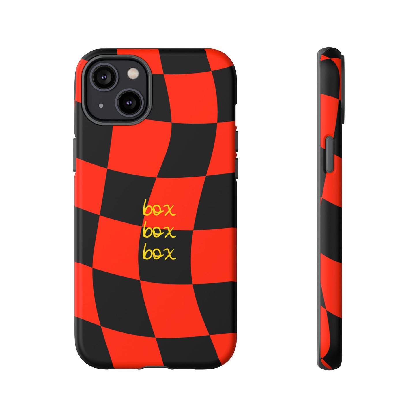 F1 Ferrari Black and Red Checkered Phone Case, Box Box Box F1 Phone Case